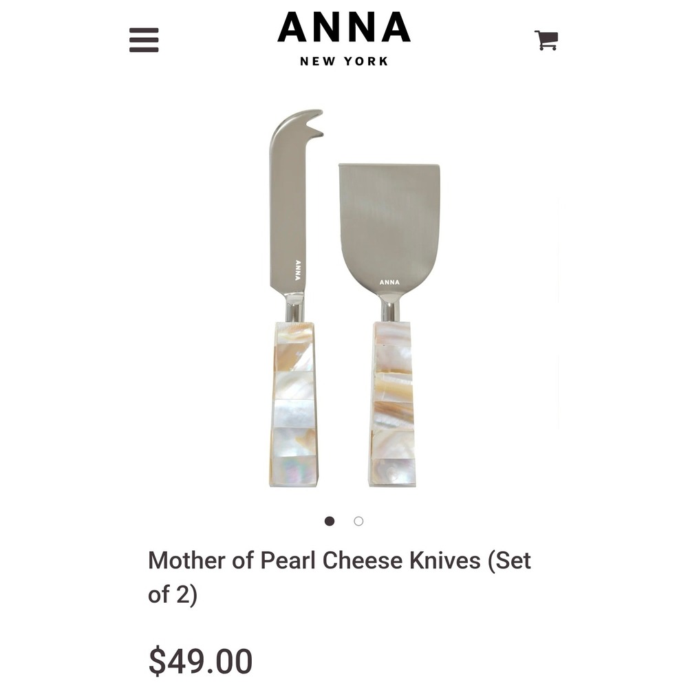 Anna New York Mother of Pearl Cheese Knives Set of 2 Stainless Steel Servingware
